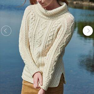 Aran Cowl Neck Tunic Sweater 100% Merino [M]